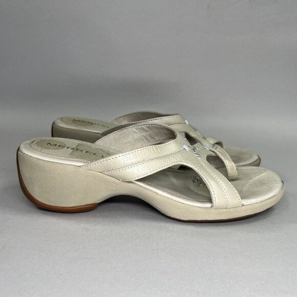 Merrell Sundial Spin Sandals Womens Size 7 Wedge Leather Slide Summer Flip Flops - Picture 1 of 11